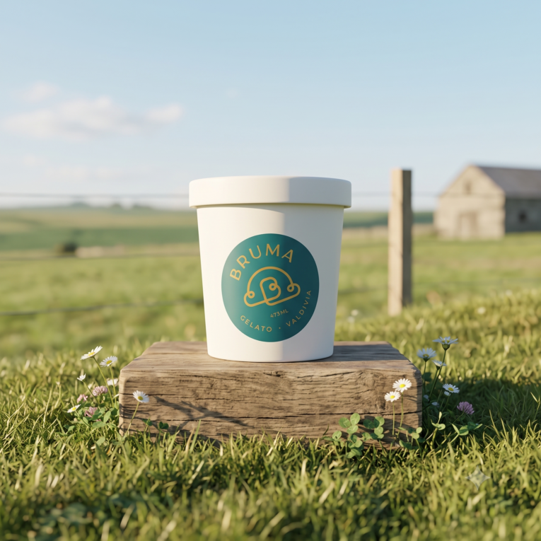 pinta de helado cremoso de bruma gelato de valdivia en un campo